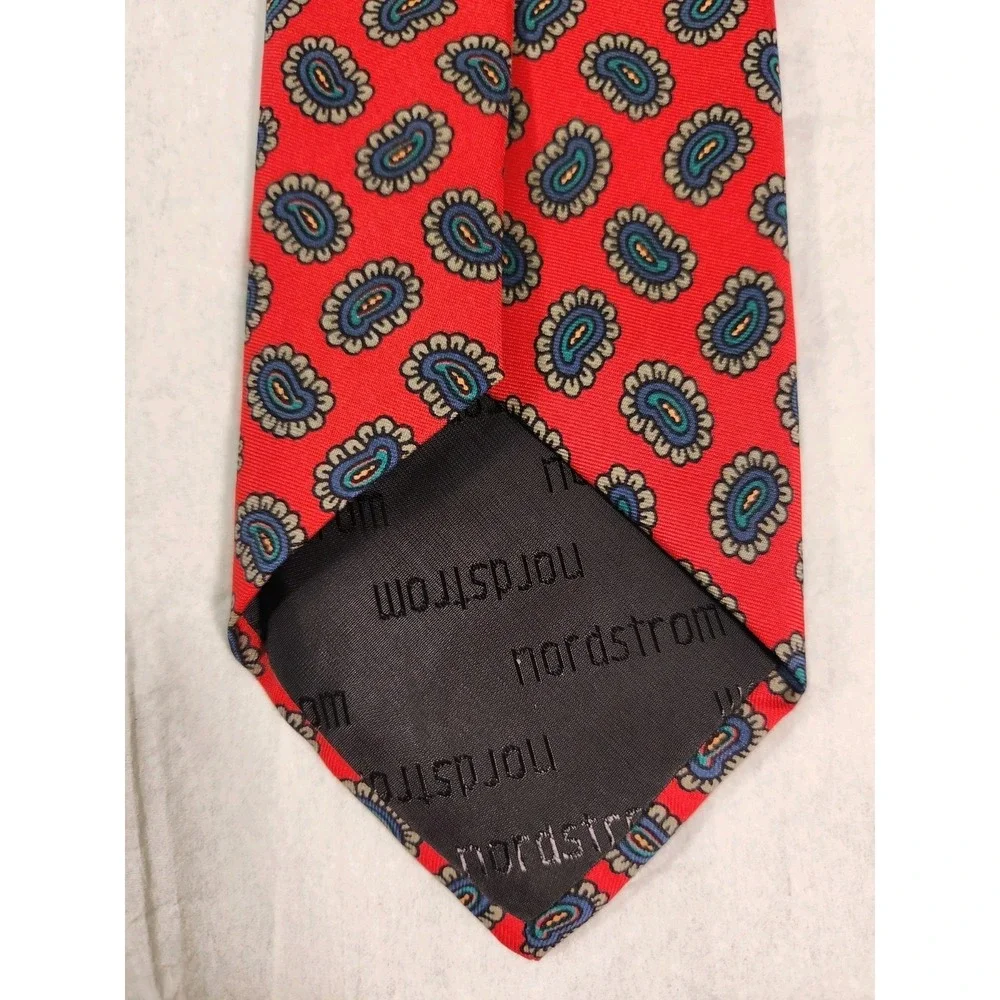 Robert Talbott Necktie for Nordstrom Hand Sewn 100% Silk Geometric Red Vintage